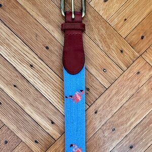 Brooks Brothers Leather Needlepoint Belt